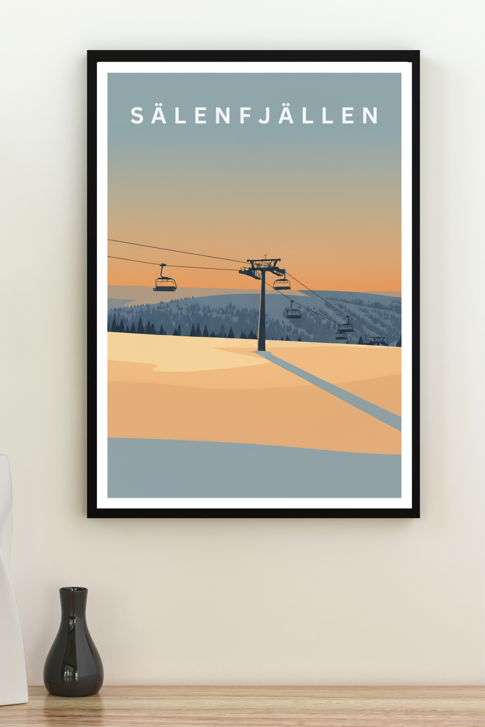 Vintage Sälenfjällen Ski Poster - Scandinavian Ski Resort Art Print